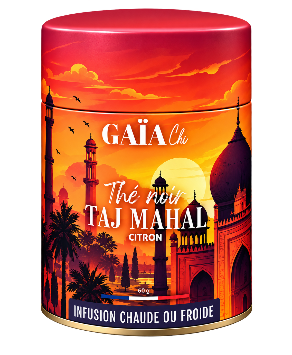 Boîte de thé noir Taj Mahal Gaïa Chi, citron et épices, inspiration Inde